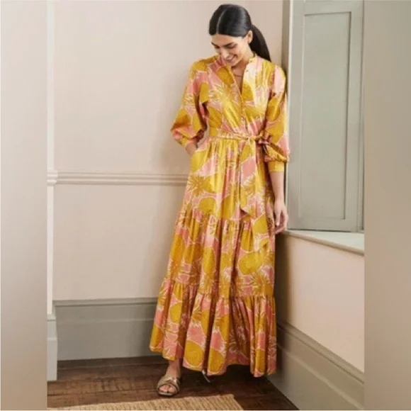 Boden Ava Tiered Maxi Dress Pineapple - Picture 1 of 10